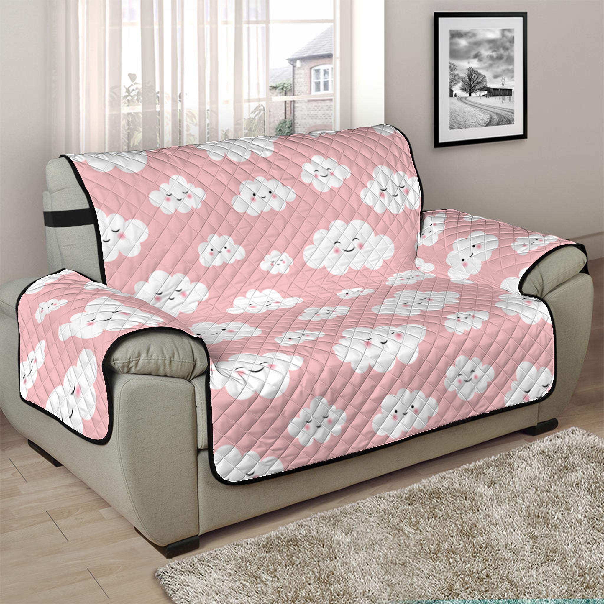 Cute Cloud Pattern Print Half Sofa Protector