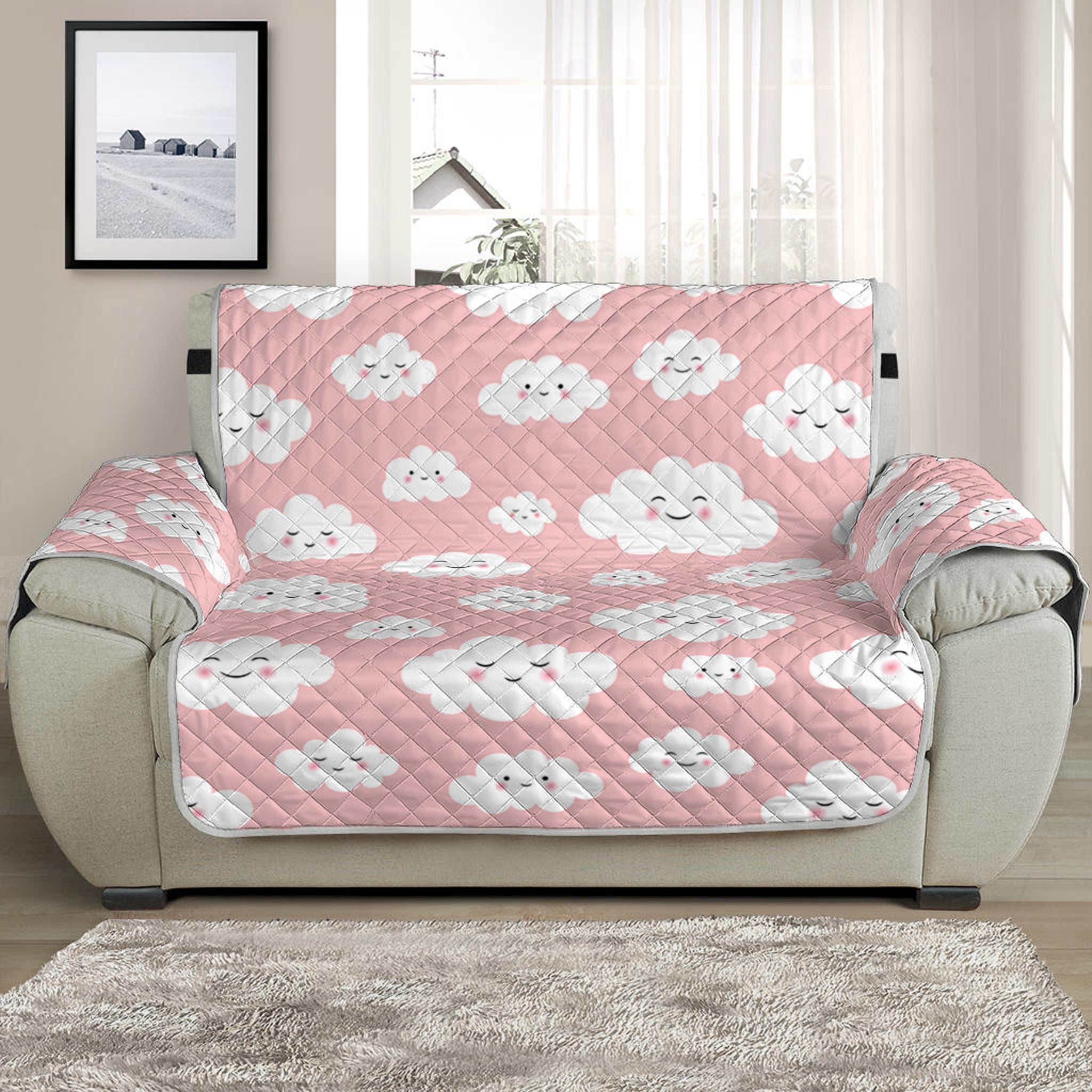 Cute Cloud Pattern Print Half Sofa Protector