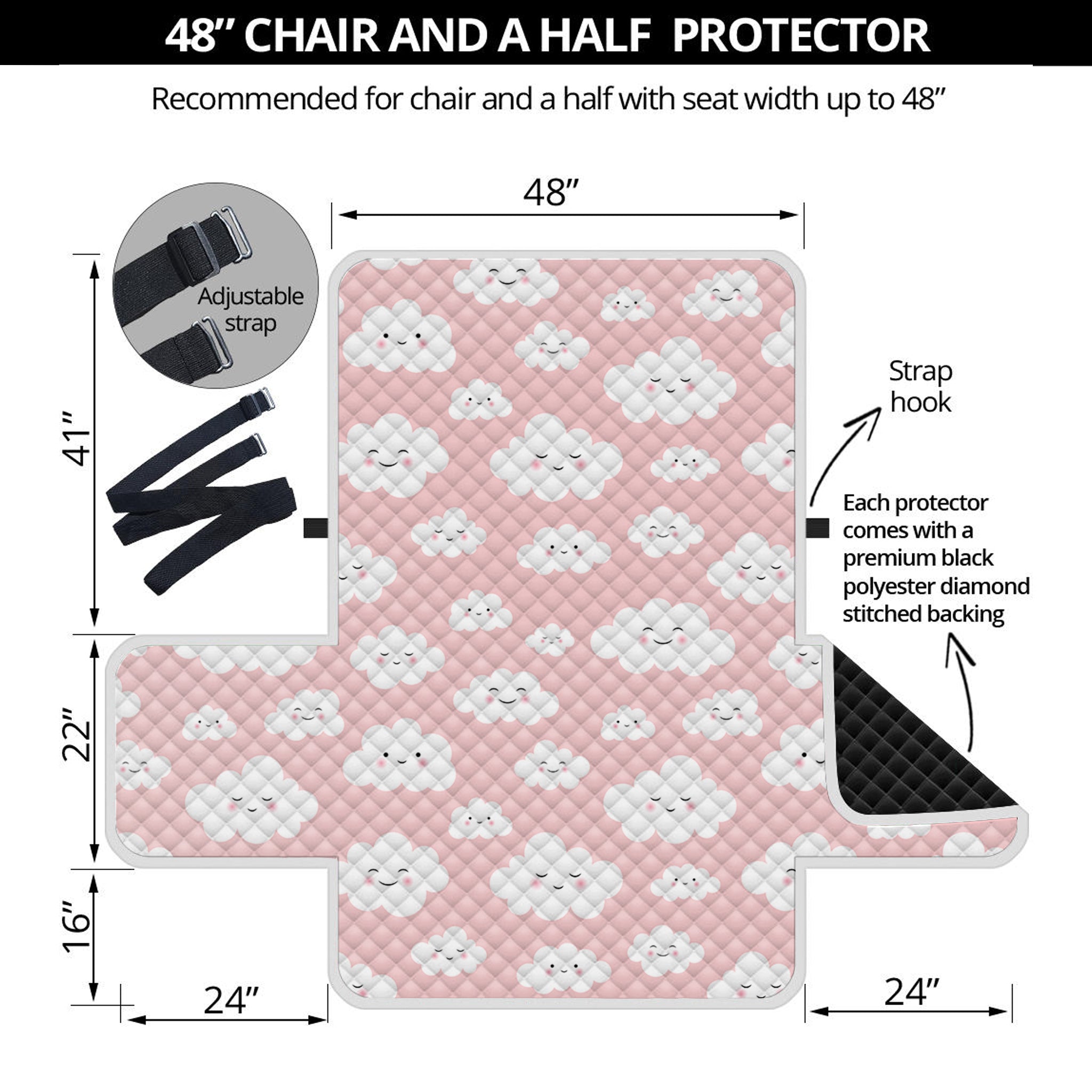 Cute Cloud Pattern Print Half Sofa Protector