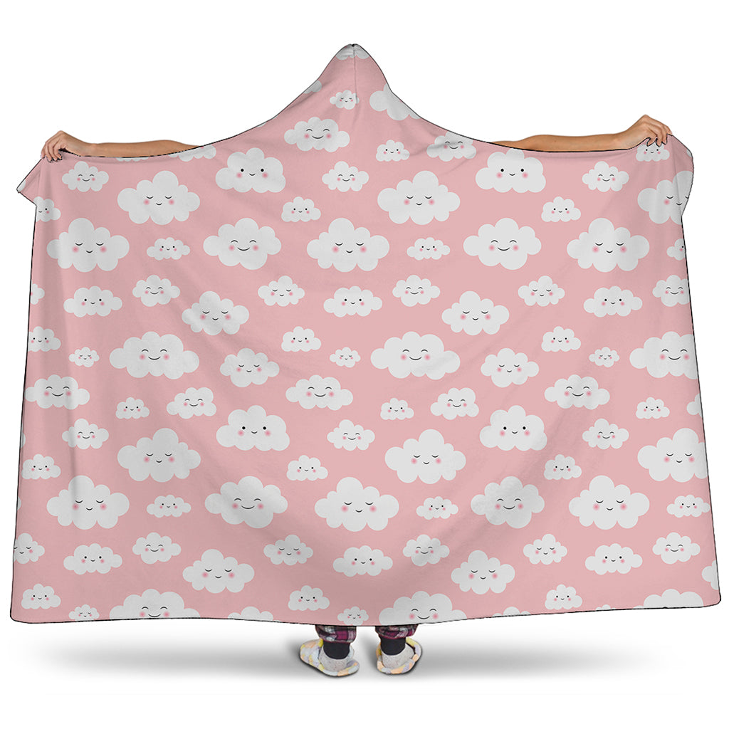 Cute Cloud Pattern Print Hooded Blanket