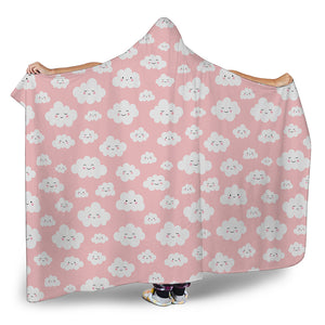 Cute Cloud Pattern Print Hooded Blanket