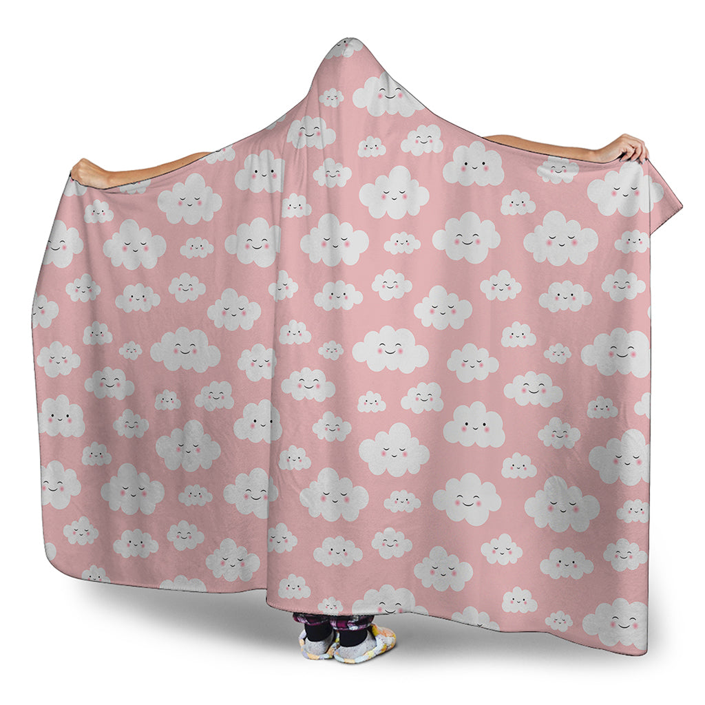 Cute Cloud Pattern Print Hooded Blanket