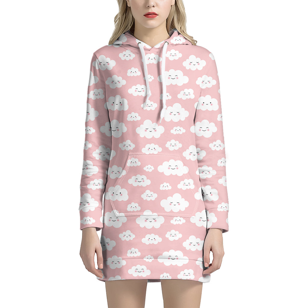 Cute Cloud Pattern Print Hoodie Dress