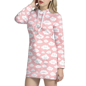 Cute Cloud Pattern Print Hoodie Dress