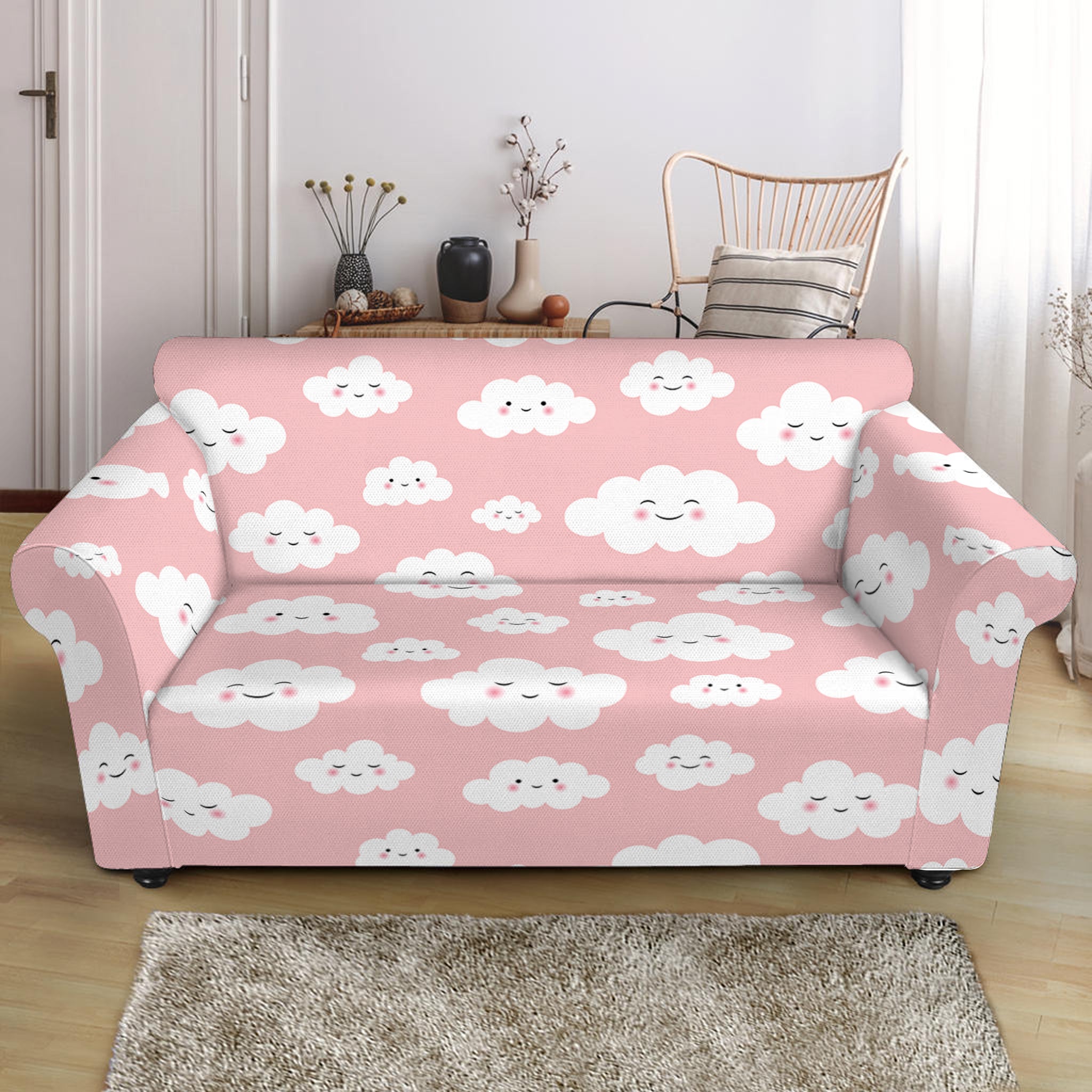 Cute Cloud Pattern Print Loveseat Slipcover