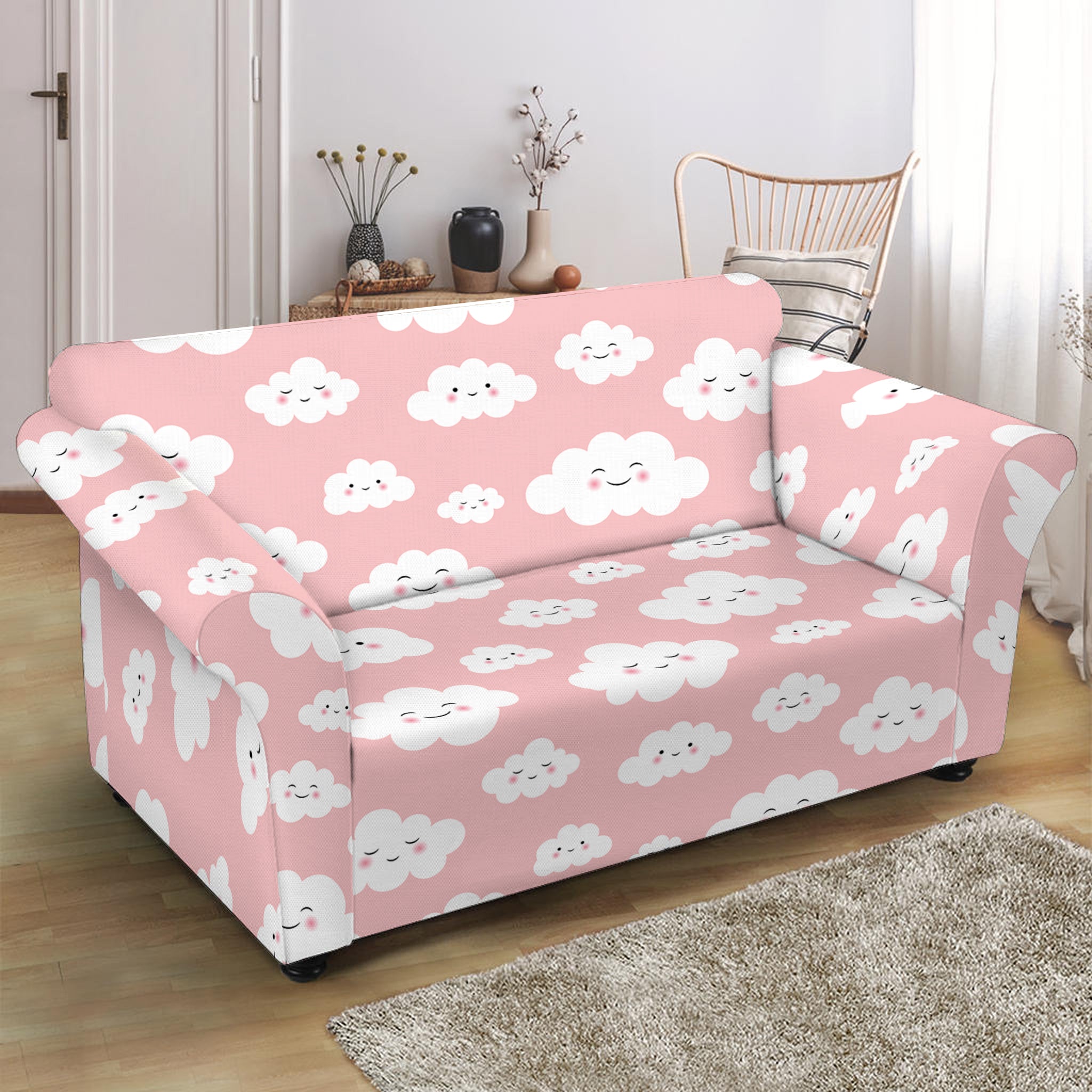 Cute Cloud Pattern Print Loveseat Slipcover