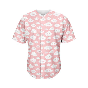 Cute Cloud Pattern Print Men's Baseball Jersey