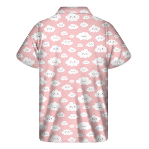 Cute Cloud Pattern Print Men's Short Sleeve Shirt