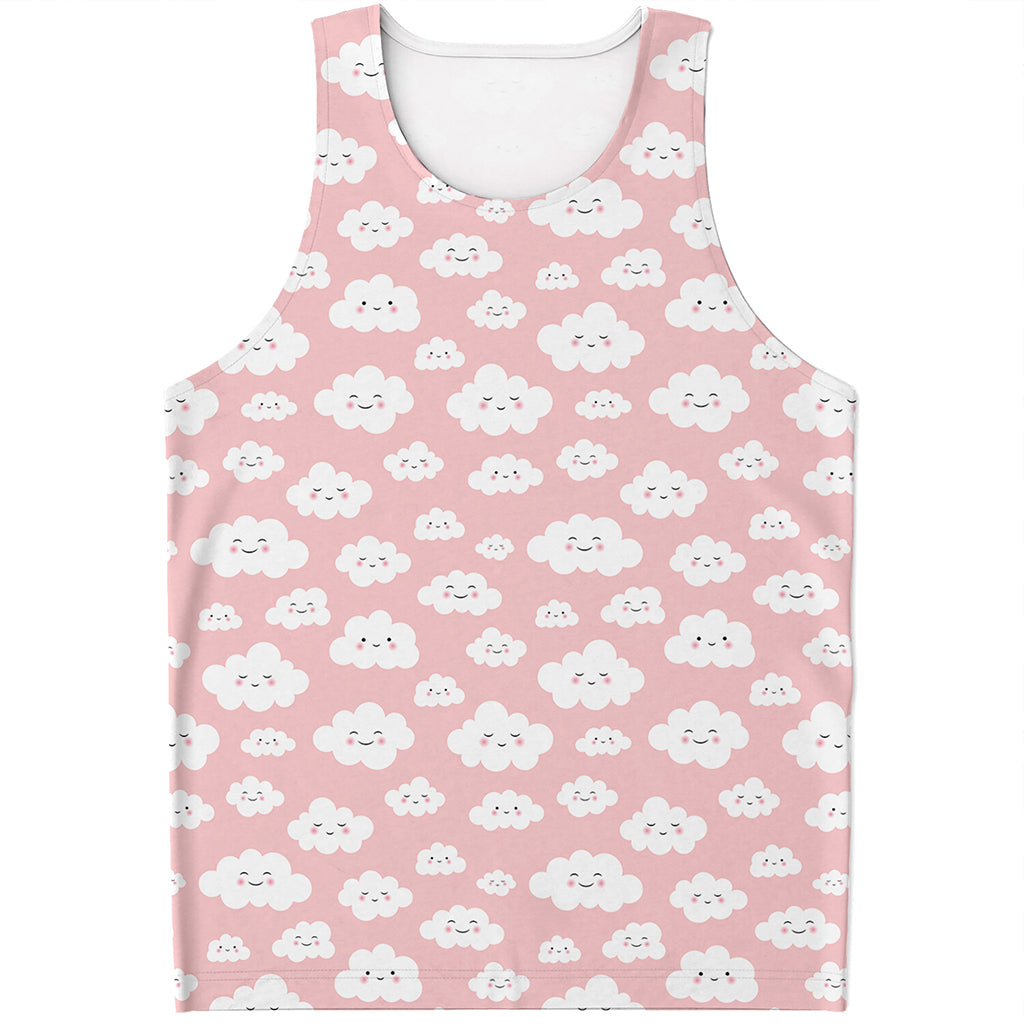 Cute Cloud Pattern Print Men's Tank Top