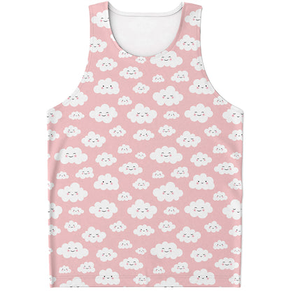 Cute Cloud Pattern Print Men's Tank Top