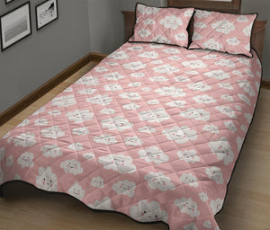 Cute Cloud Pattern Print Quilt Bed Set