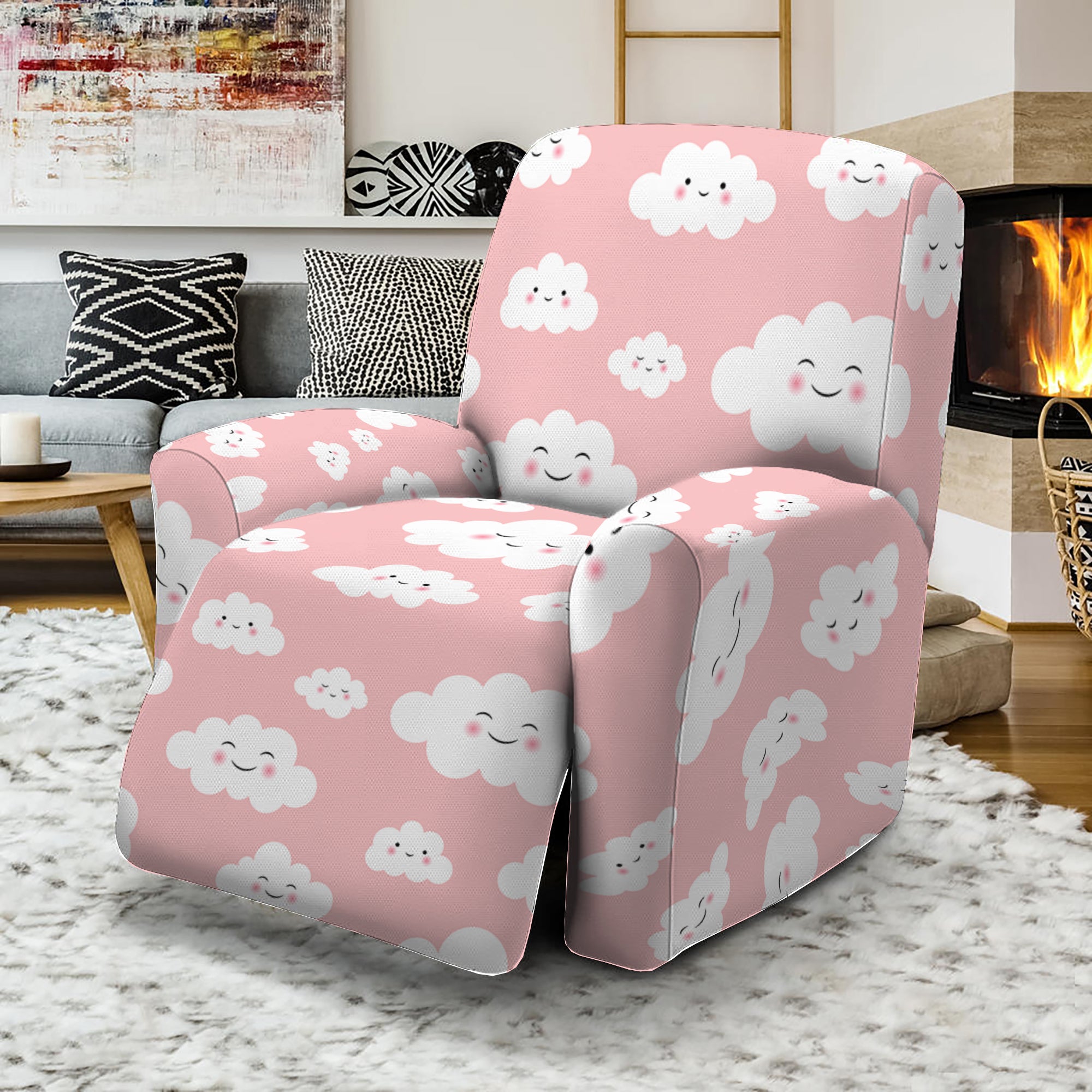 Cute Cloud Pattern Print Recliner Slipcover