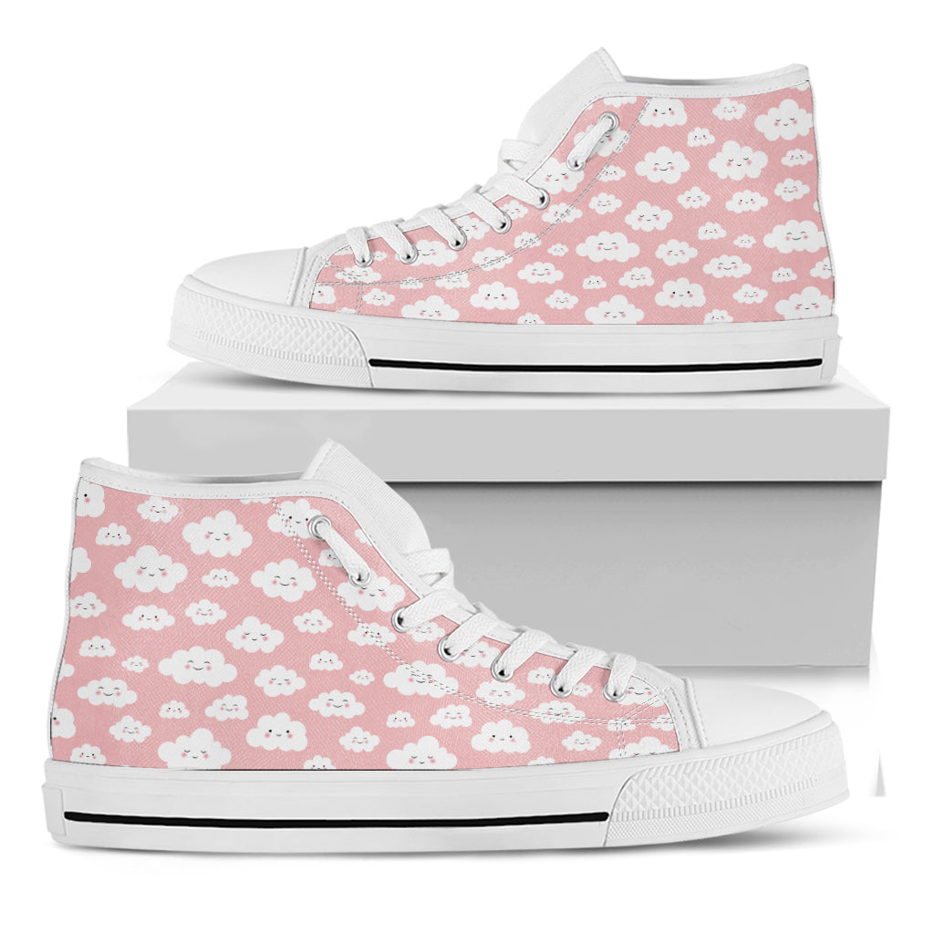 Cute Cloud Pattern Print White High Top Shoes