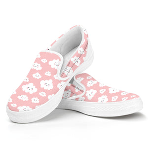 Cute Cloud Pattern Print White Slip On Shoes