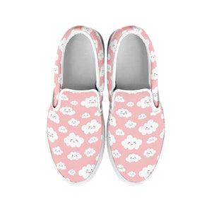 Cute Cloud Pattern Print White Slip On Shoes