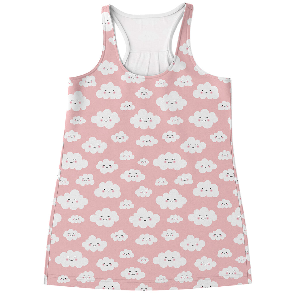 Cute Cloud Pattern Print Women's Racerback Tank Top