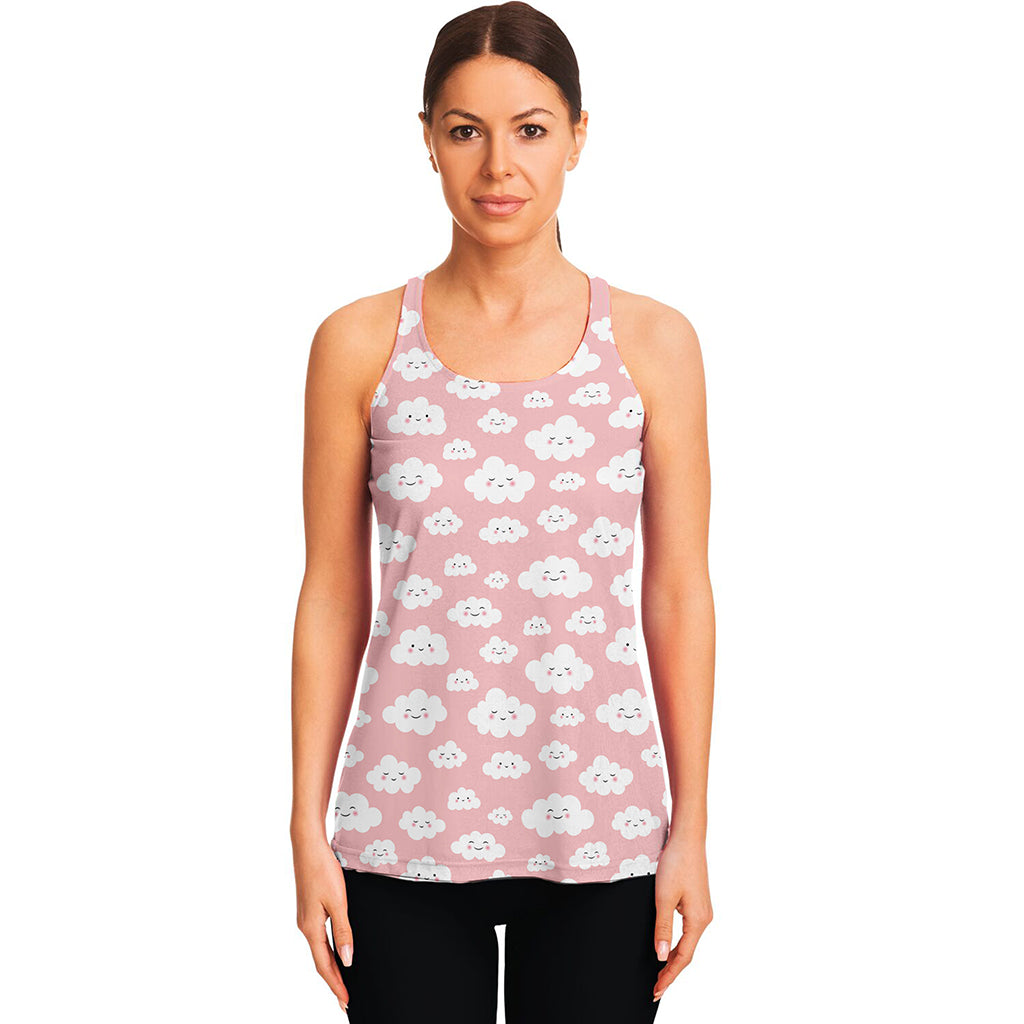 Cute Cloud Pattern Print Women's Racerback Tank Top