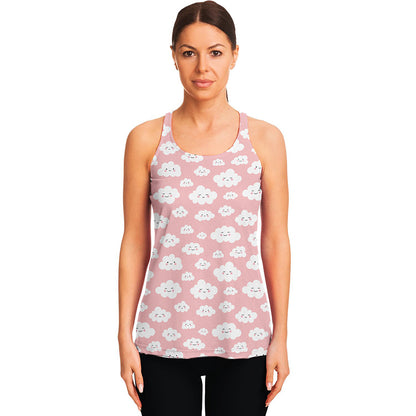 Cute Cloud Pattern Print Women's Racerback Tank Top
