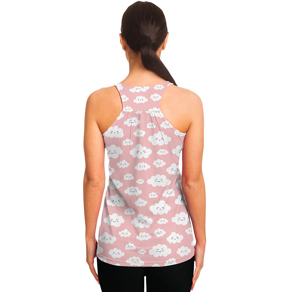 Cute Cloud Pattern Print Women's Racerback Tank Top