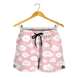 Cute Cloud Pattern Print Women's Shorts