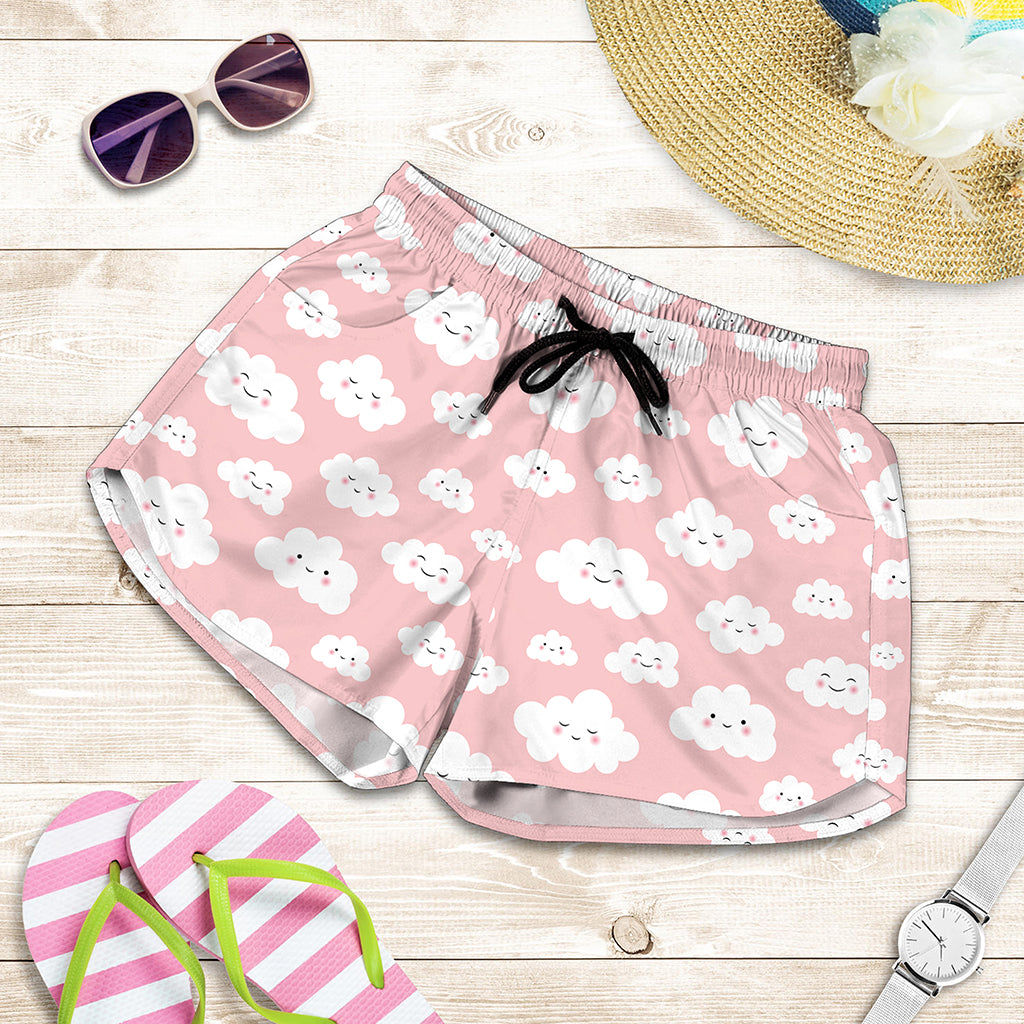 Cute Cloud Pattern Print Women's Shorts