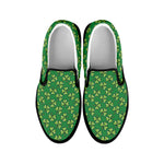 Cute Clover St. Patrick's Day Print Black Slip On Shoes