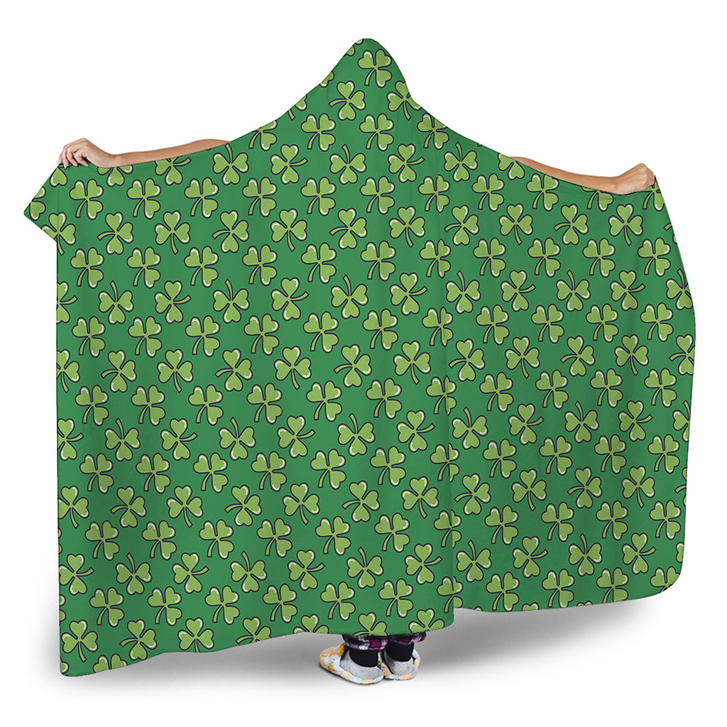 Cute Clover St. Patrick's Day Print Hooded Blanket
