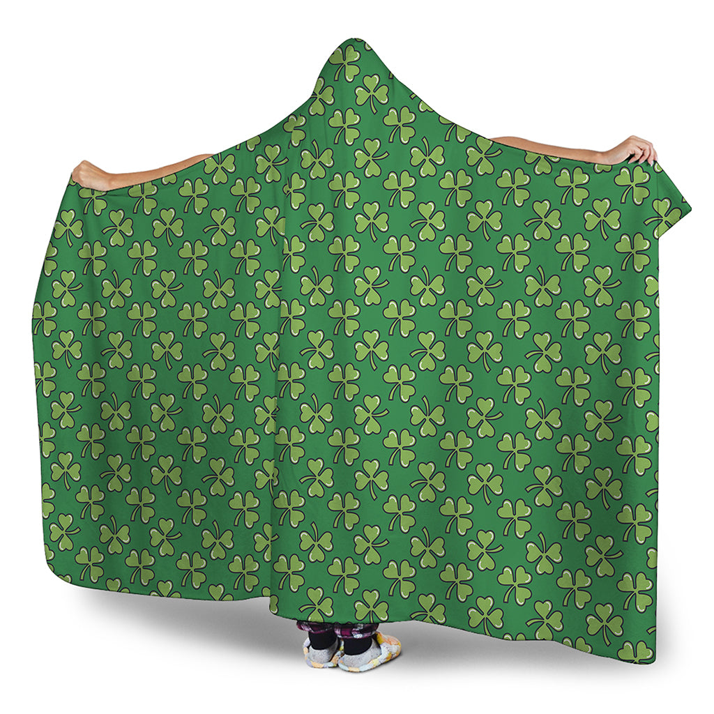 Cute Clover St. Patrick's Day Print Hooded Blanket