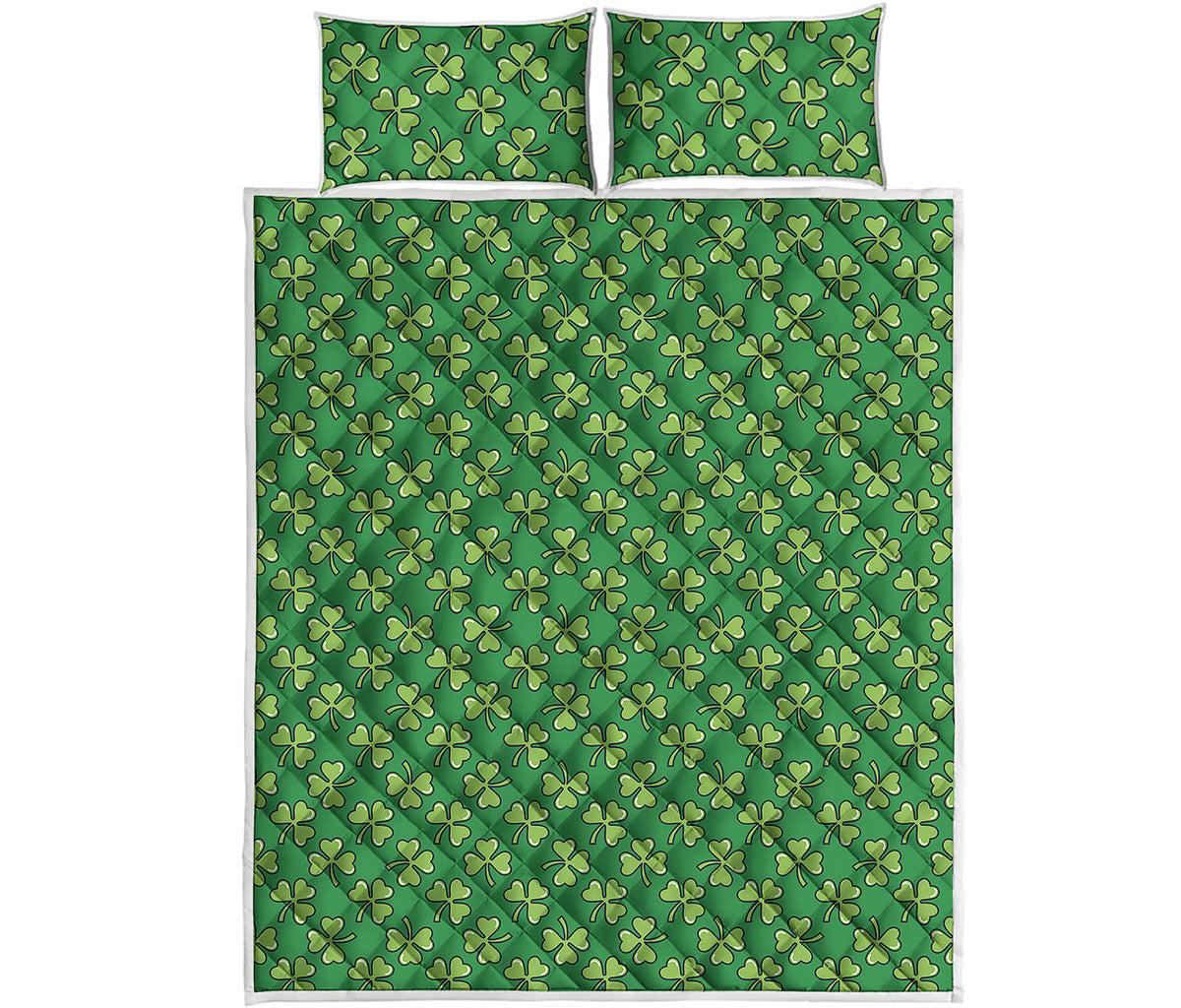 Cute Clover St. Patrick's Day Print Quilt Bed Set
