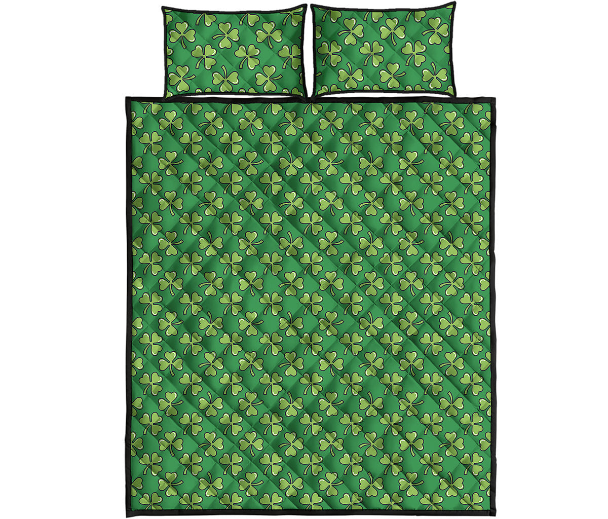 Cute Clover St. Patrick's Day Print Quilt Bed Set