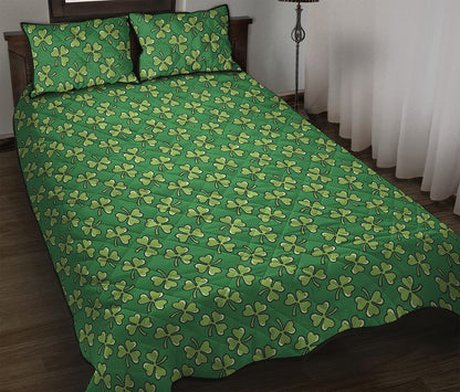 Cute Clover St. Patrick's Day Print Quilt Bed Set