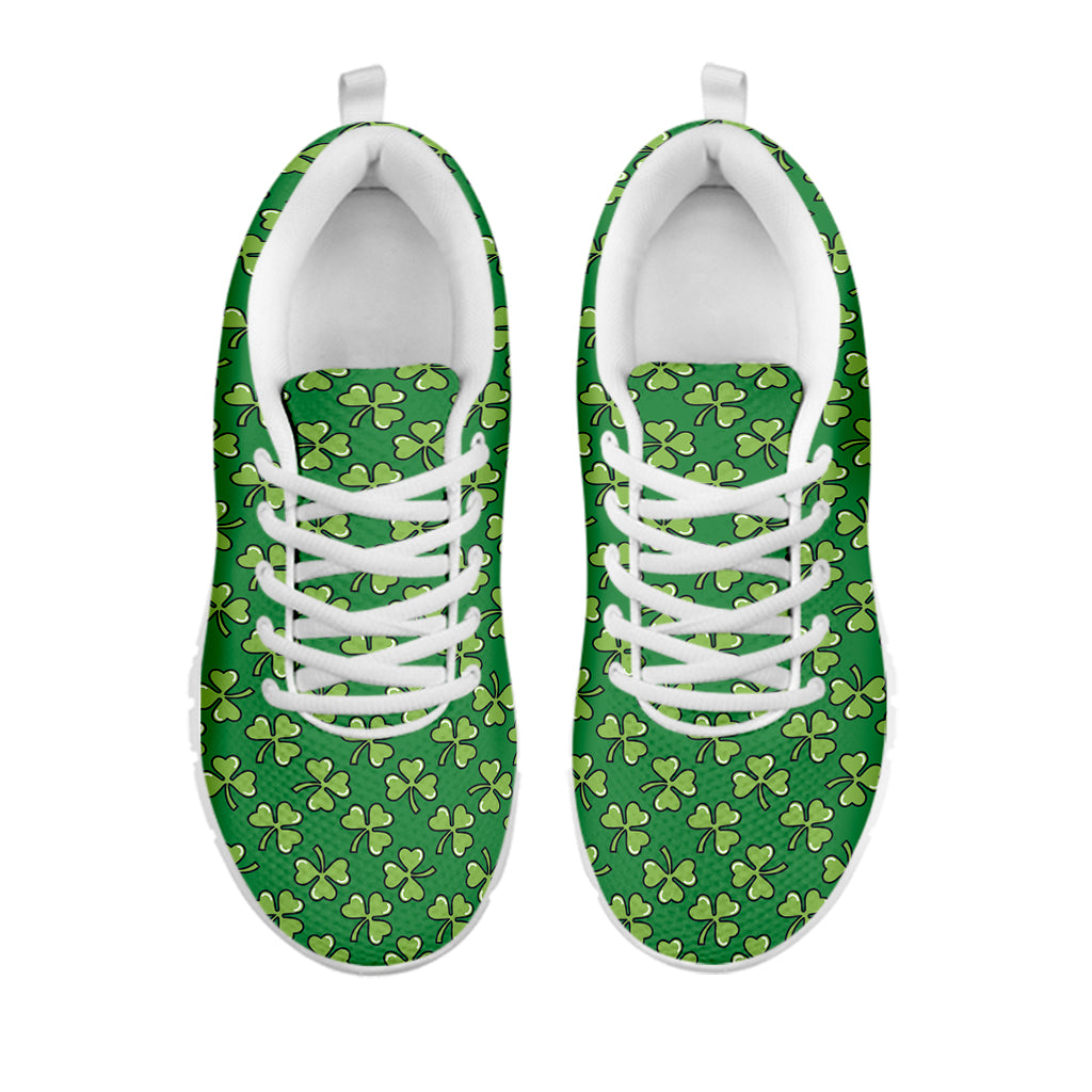 Cute Clover St. Patrick's Day Print White Sneakers