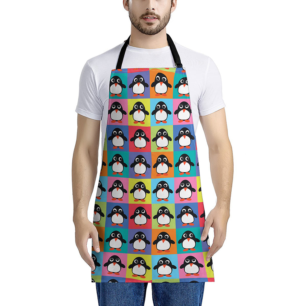 Cute Colorful Penguin Pattern Print Apron