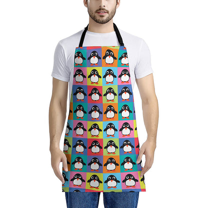 Cute Colorful Penguin Pattern Print Apron