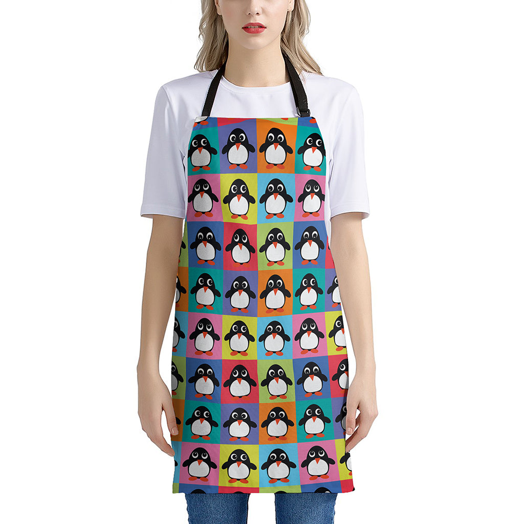 Cute Colorful Penguin Pattern Print Apron