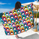 Cute Colorful Penguin Pattern Print Beach Sarong Wrap