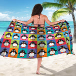 Cute Colorful Penguin Pattern Print Beach Sarong Wrap
