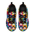 Cute Colorful Penguin Pattern Print Black Sneakers