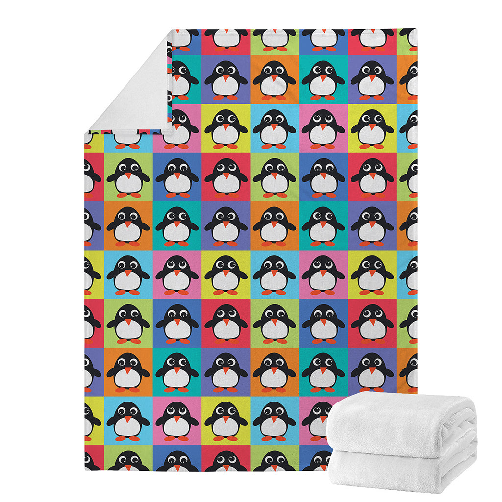 Cute Colorful Penguin Pattern Print Blanket
