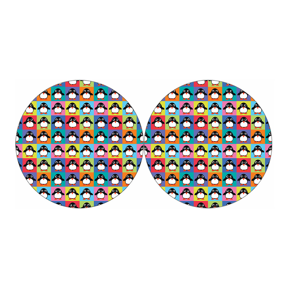Cute Colorful Penguin Pattern Print Car Coasters
