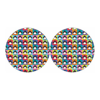 Cute Colorful Penguin Pattern Print Car Coasters