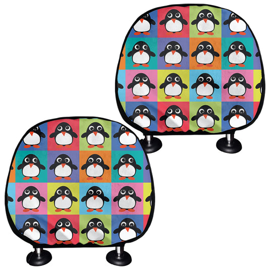 Cute Colorful Penguin Pattern Print Car Headrest Covers