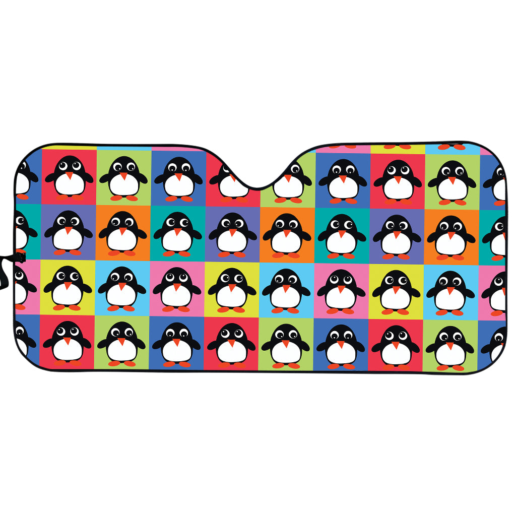 Cute Colorful Penguin Pattern Print Car Sun Shade