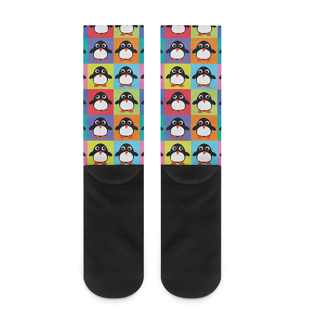 Cute Colorful Penguin Pattern Print Crew Socks