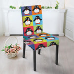Cute Colorful Penguin Pattern Print Dining Chair Slipcover