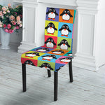 Cute Colorful Penguin Pattern Print Dining Chair Slipcover