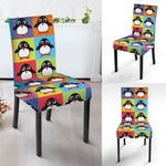 Cute Colorful Penguin Pattern Print Dining Chair Slipcover