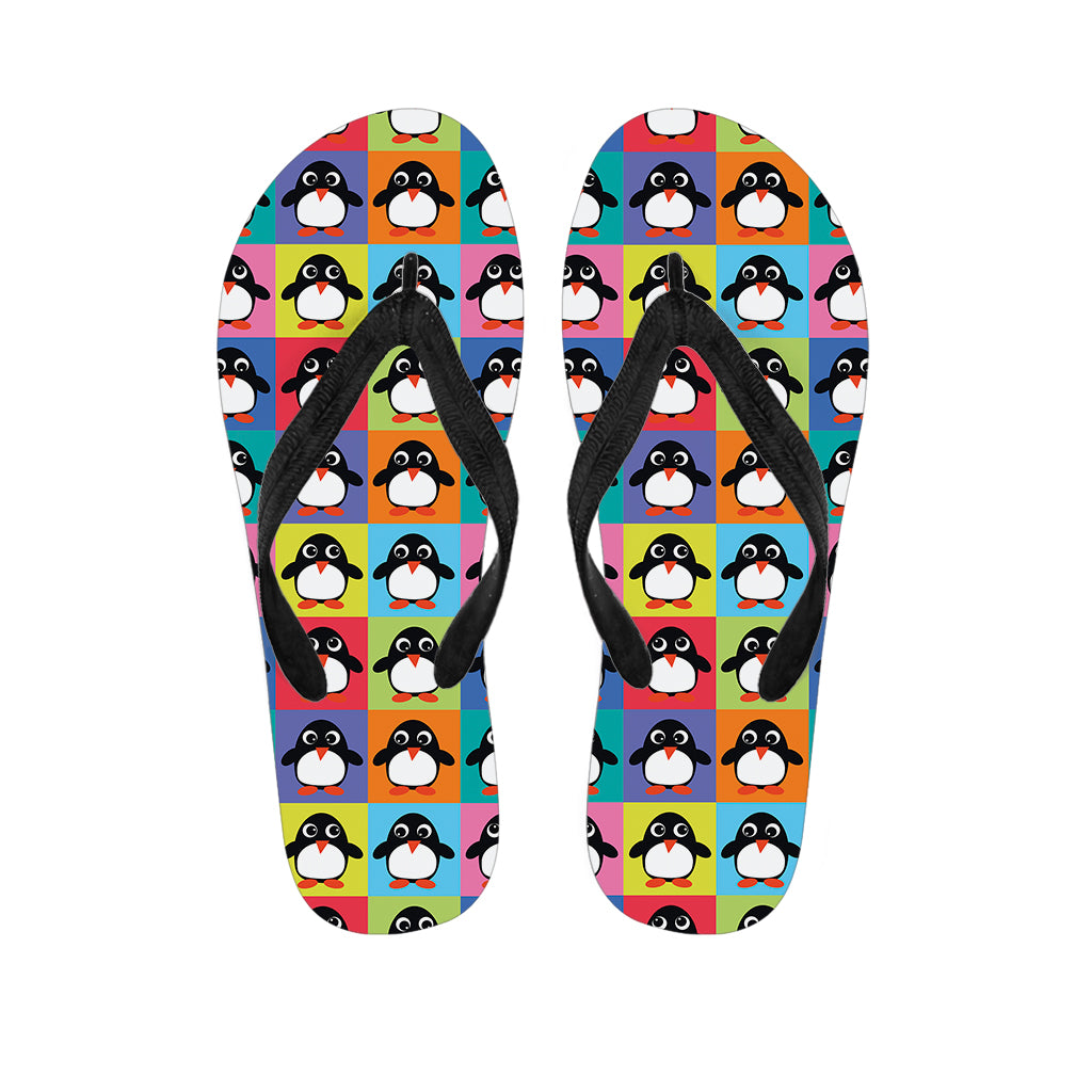 Cute Colorful Penguin Pattern Print Flip Flops