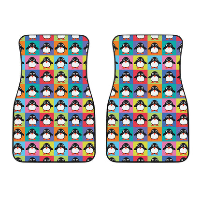 Cute Colorful Penguin Pattern Print Front Car Floor Mats