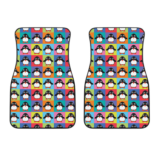 Cute Colorful Penguin Pattern Print Front Car Floor Mats